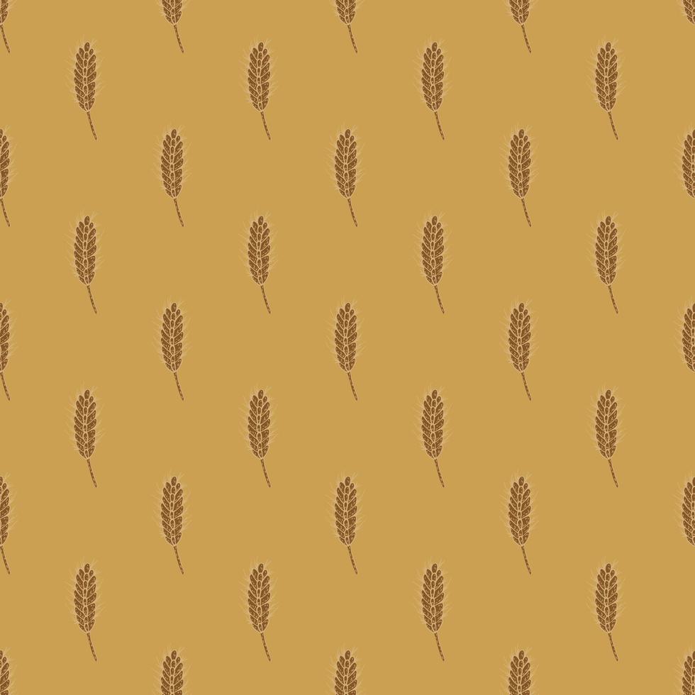 Wheat seamless pattern. Cereal crop sketch. vector