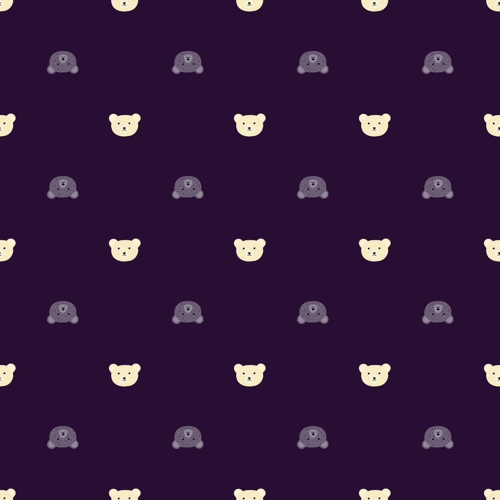 Bear pattern seamless in freehand style. Head animals on colorful background. Vector illustration for textile.