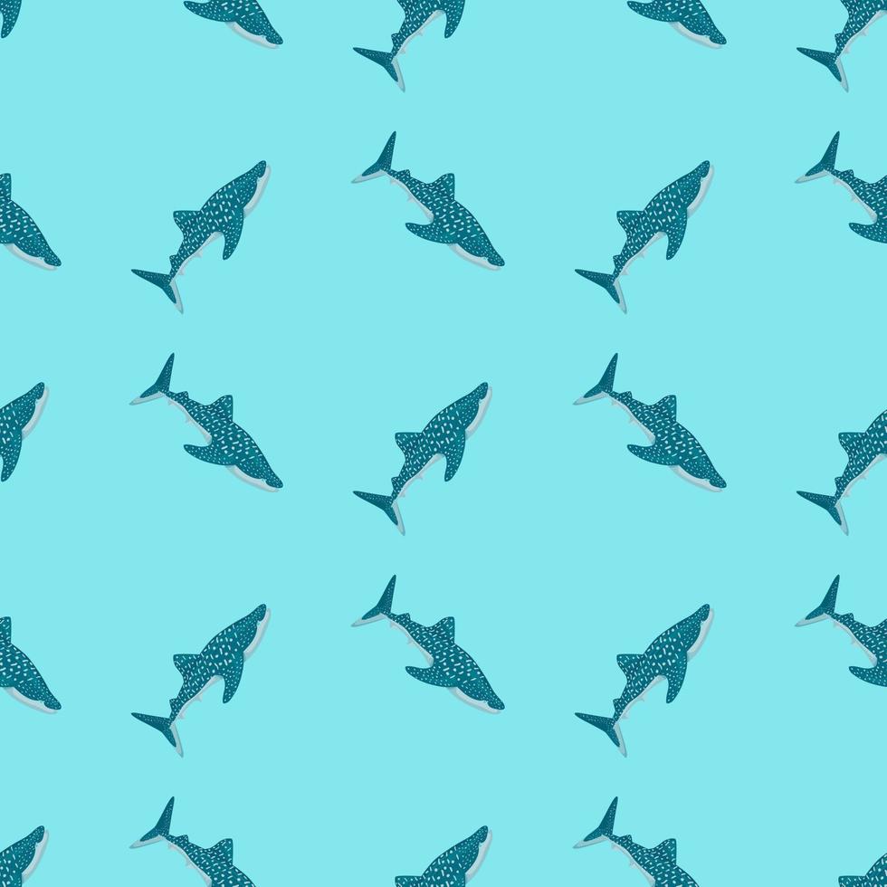 Whale shark seamless pattern in scandinavian style. Marine animals background. Vector illustration for children funny textile.