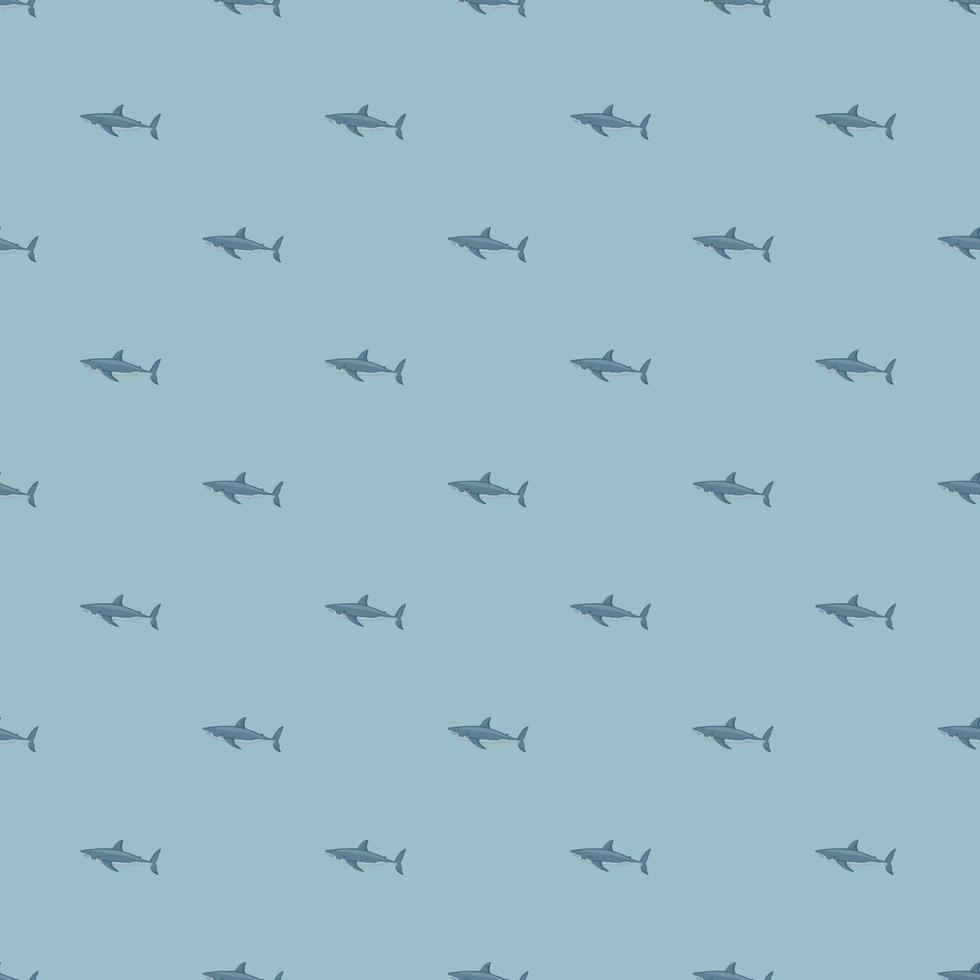 White shark seamless pattern in scandinavian style. Marine animals background. Vector illustration for children funny textile.