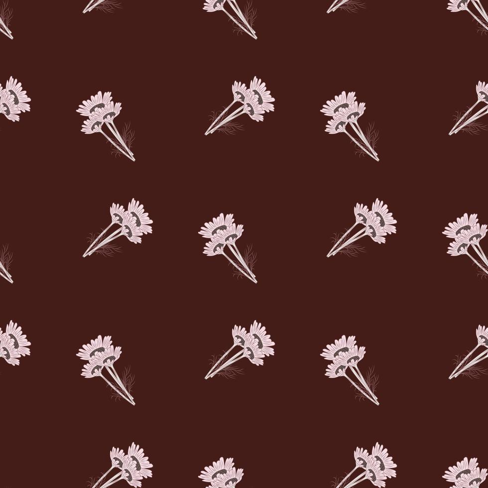 Seamless pattern chamomile on red background. Beautiful ornament summer pink flowers. vector