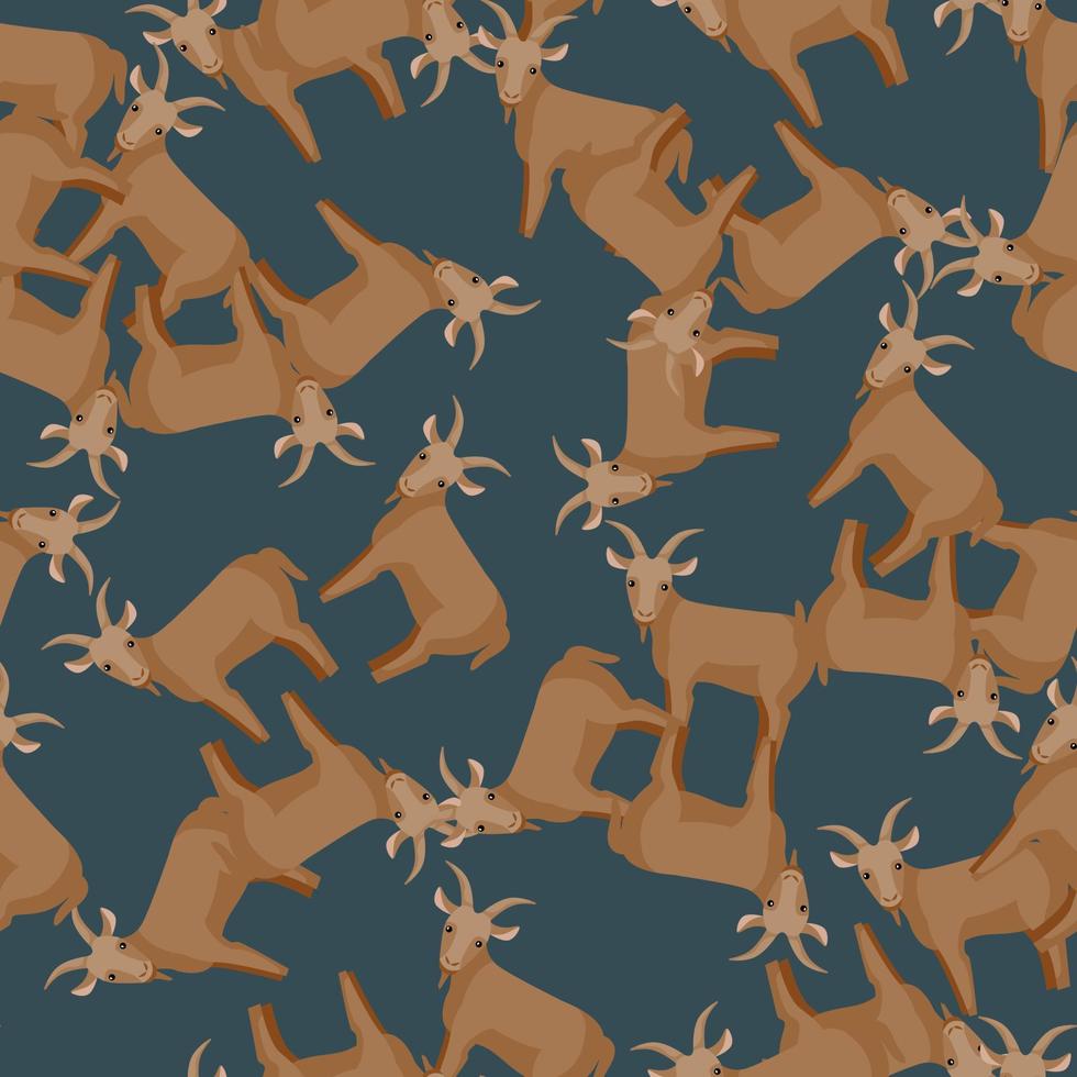 Seamless pattern of goat. Domestic animals on colorful background. Vector illustration for textile.