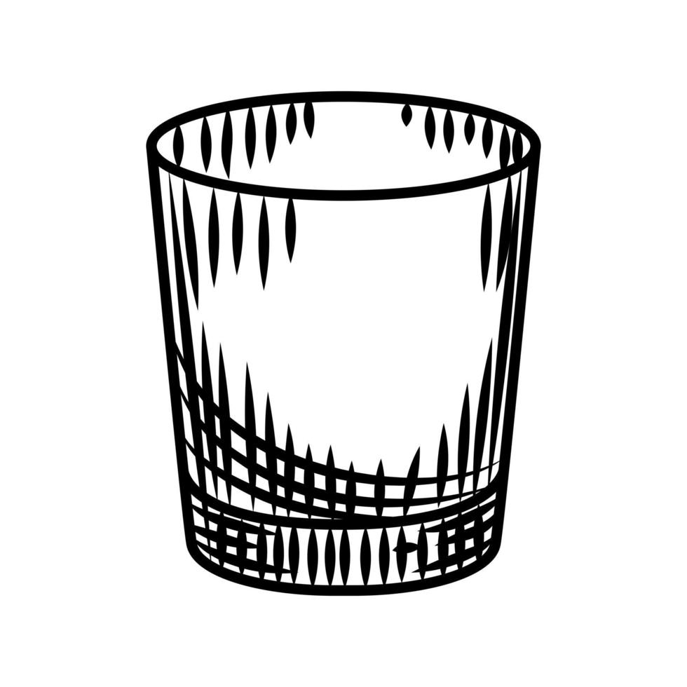 tiro de vodka de garabato aislado sobre fondo blanco. vaso de chupito vacío de alcohol. vector