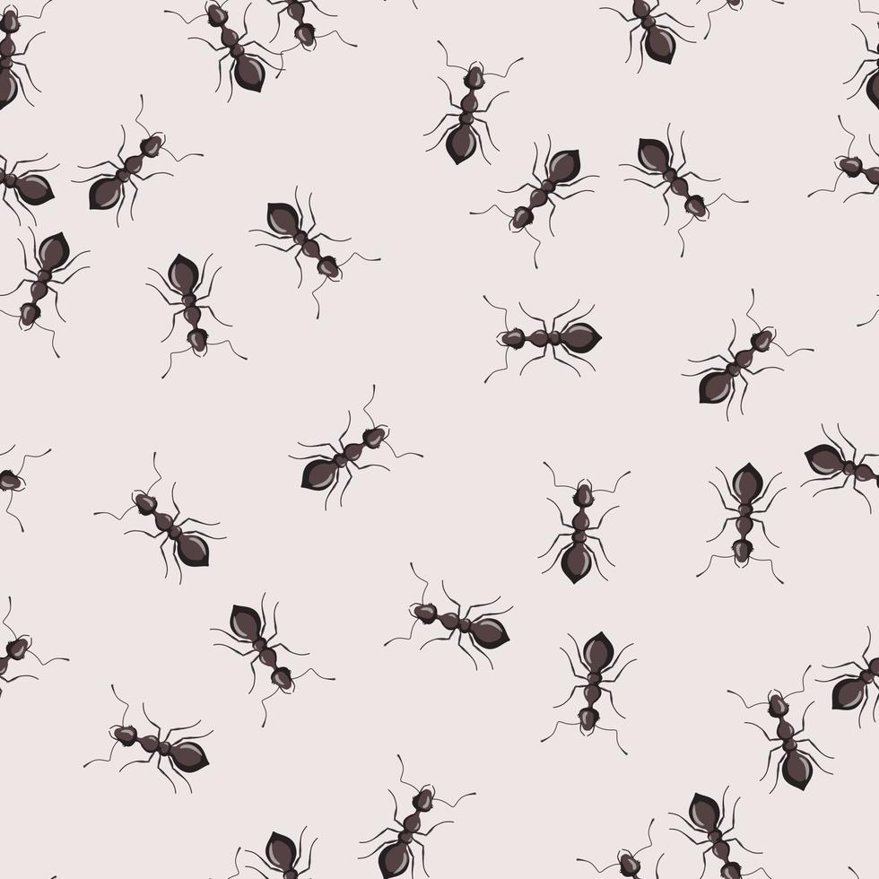 hormigas de colonia de patrones sin fisuras sobre fondo rosa. plantilla de insectos vectoriales en estilo plano para cualquier propósito. textura de animales modernos. vector