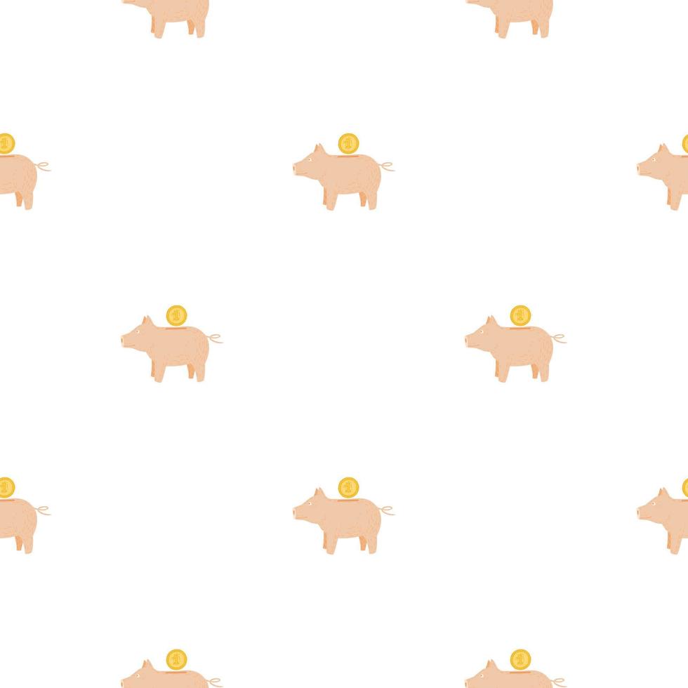 Piggy bank seamless pattern. Funny financial toy background. vector