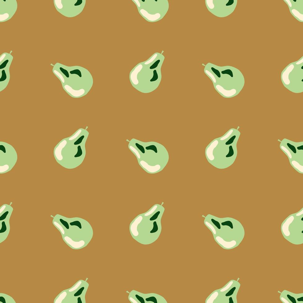 patrón de comida sin costuras de peras verdes de verano. fondo beige. ilustraciones de frutas saludables. vector