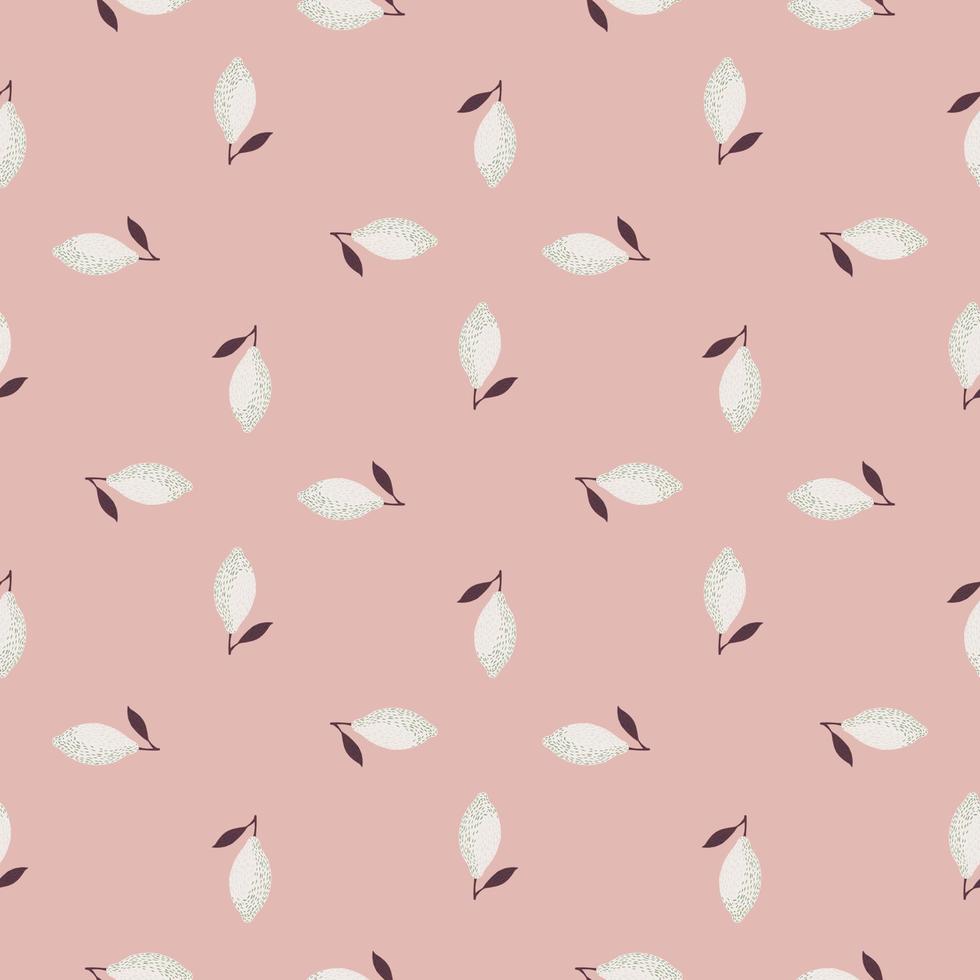 Little abstract light lemon shapes seamless pattern. Pink pastel background. vector