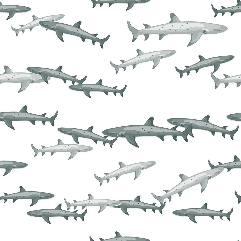 Reef shark seamless pattern in scandinavian style. Marine animals background. Vector illustration for children funny textile.