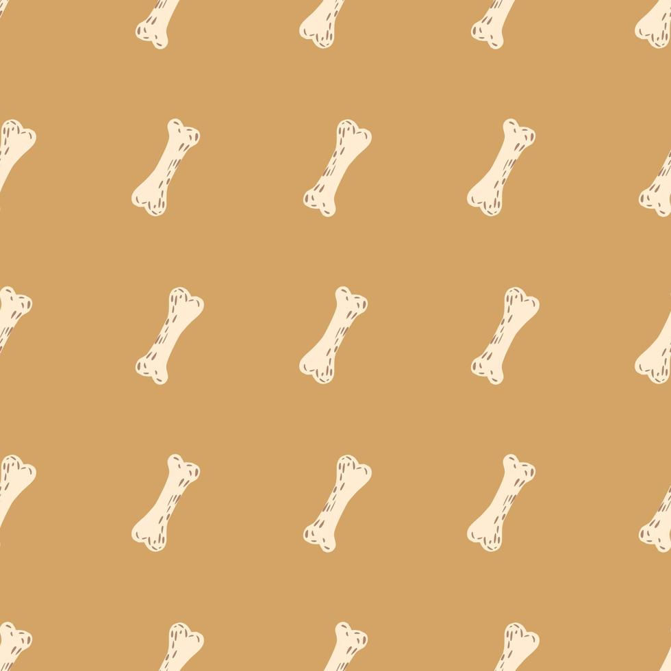 White bones creepy silhouettes seamless pattern. Horror ornament on beige background. vector