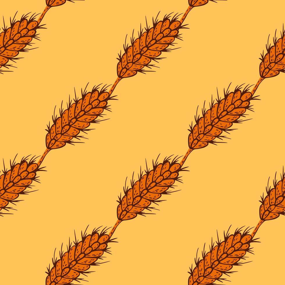 Wheat seamless pattern. Cereal crop sketch. vector
