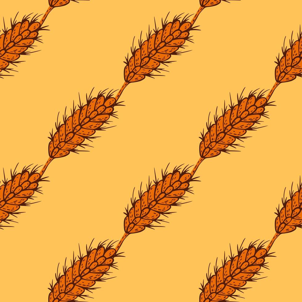 Wheat seamless pattern. Cereal crop sketch. vector