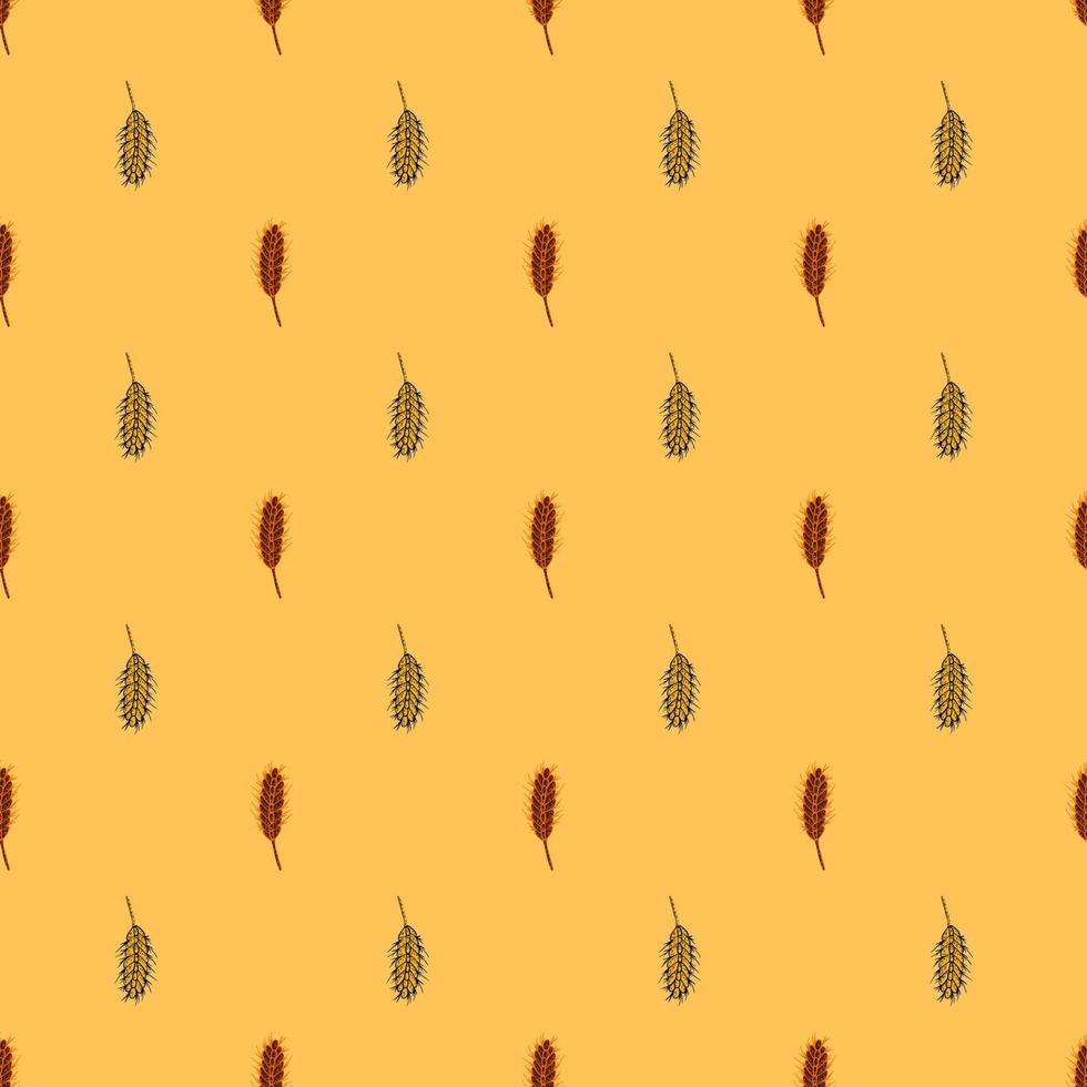 Wheat seamless pattern. Cereal crop sketch. vector