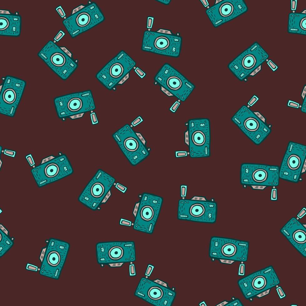 Photo camera seamless pattern. Cute vintage cameras background. vector