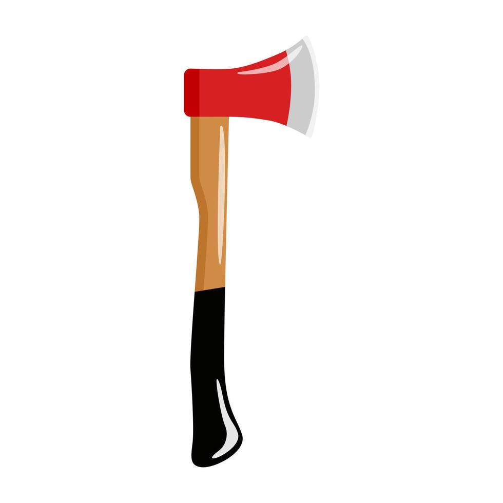 Red axe isolated in flat style. Fireman s axe. Lumberjack symbol. vector