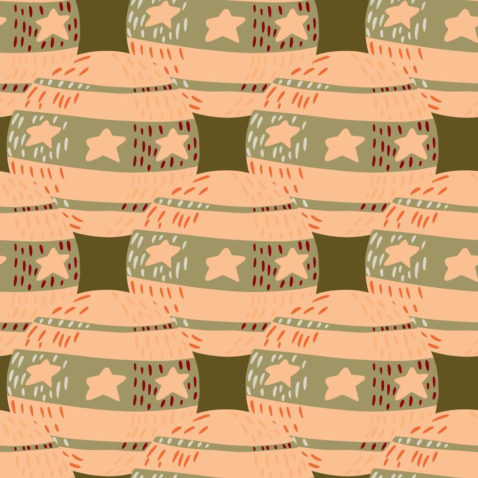 Abstract seamless pattern with doodle hand drawn circus ball elements. Light pink and green palette artwork. vector