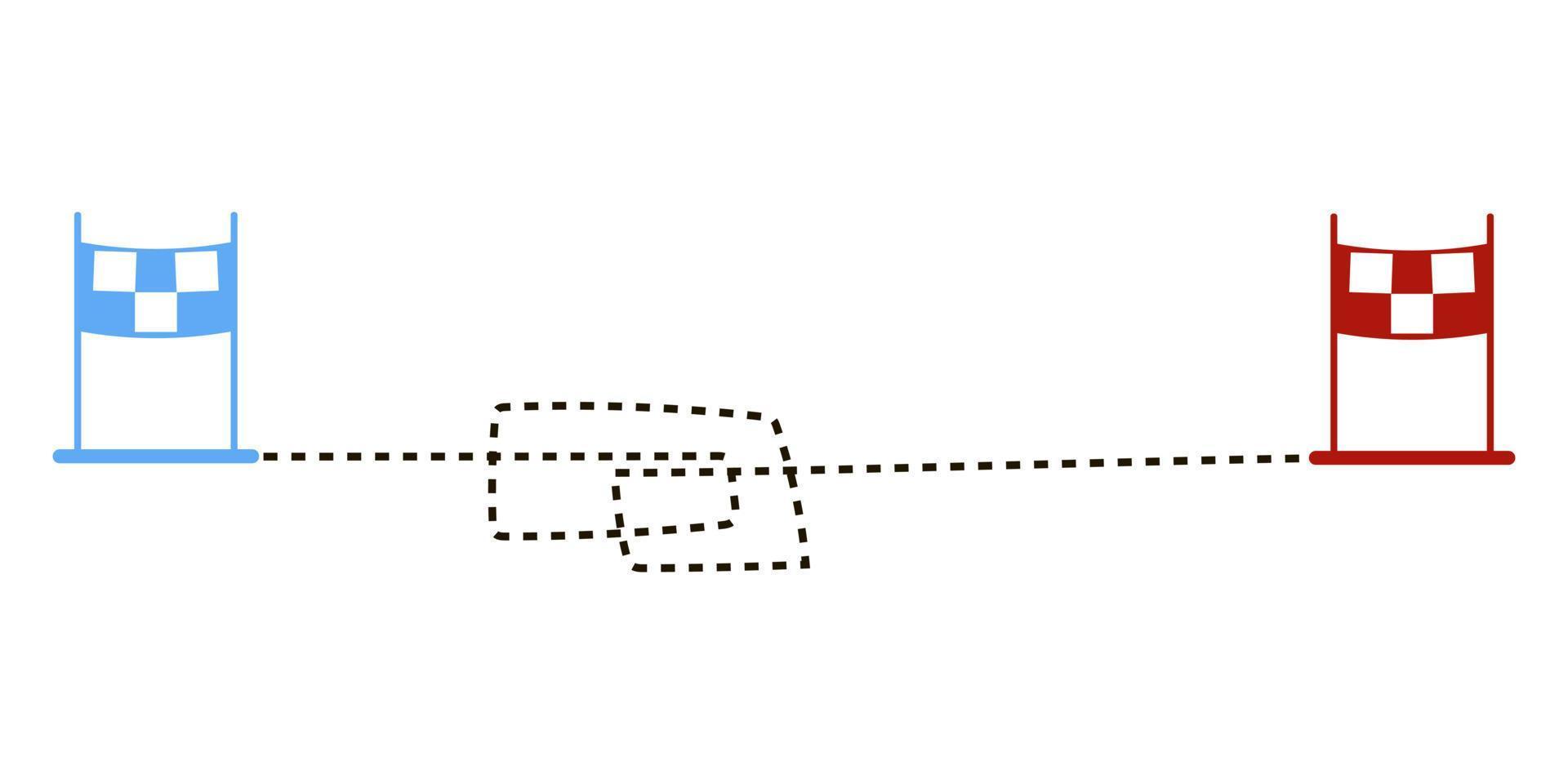 Sports paths dashed routes. Transport tracking, travel, map pins, location pins. vector
