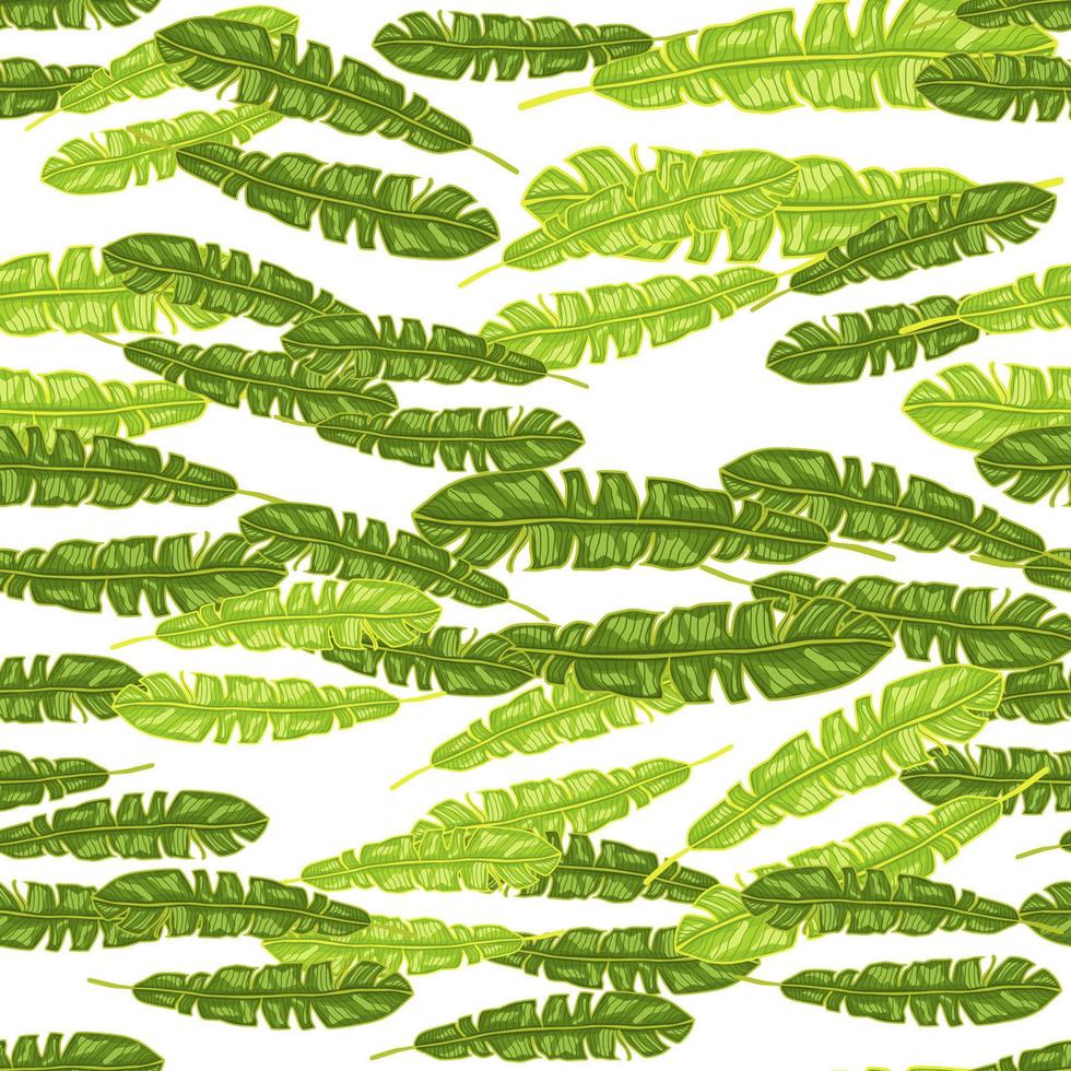 Modern Banana leaf seamless pattern with hand drawn tropical print. Fashionable nature background. Vector illustration for seasonal textile.