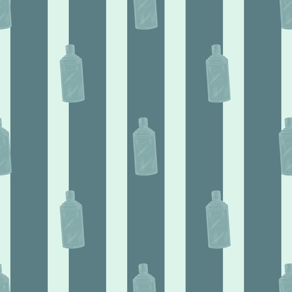 Seamless pattern retro chinese bottle on stripes blue background. Geometrical texture template for menu restaurant. vector