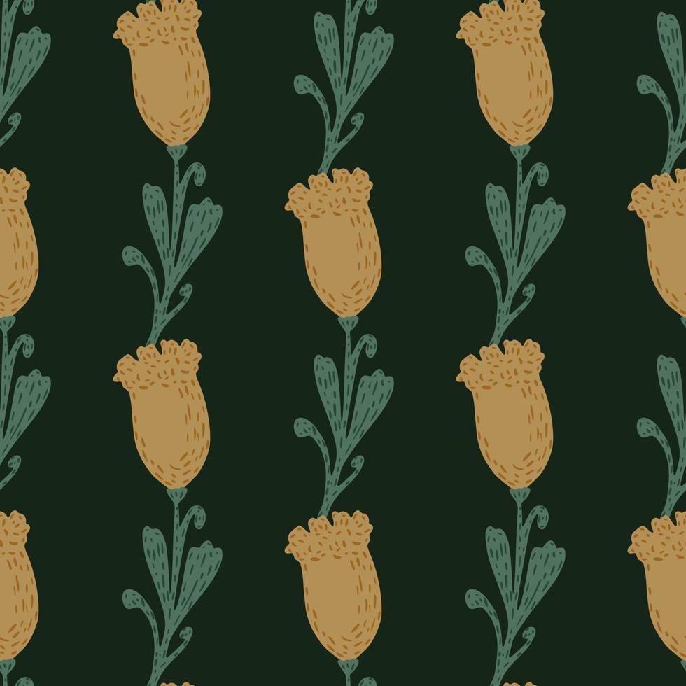 Tulips seamless pattern. Cute hand drawn flowers background. vector