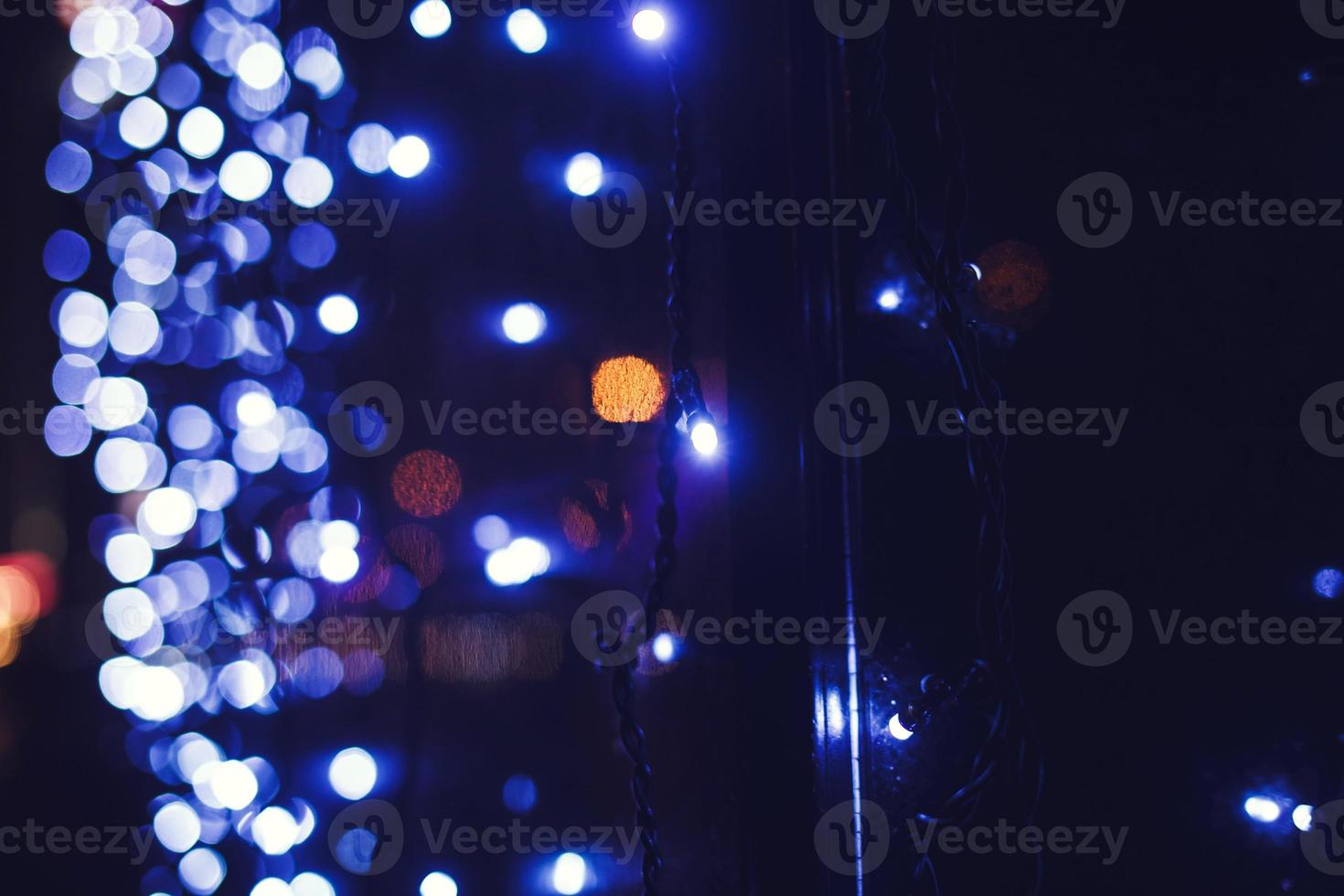 Blue city lights blurred bokeh photo