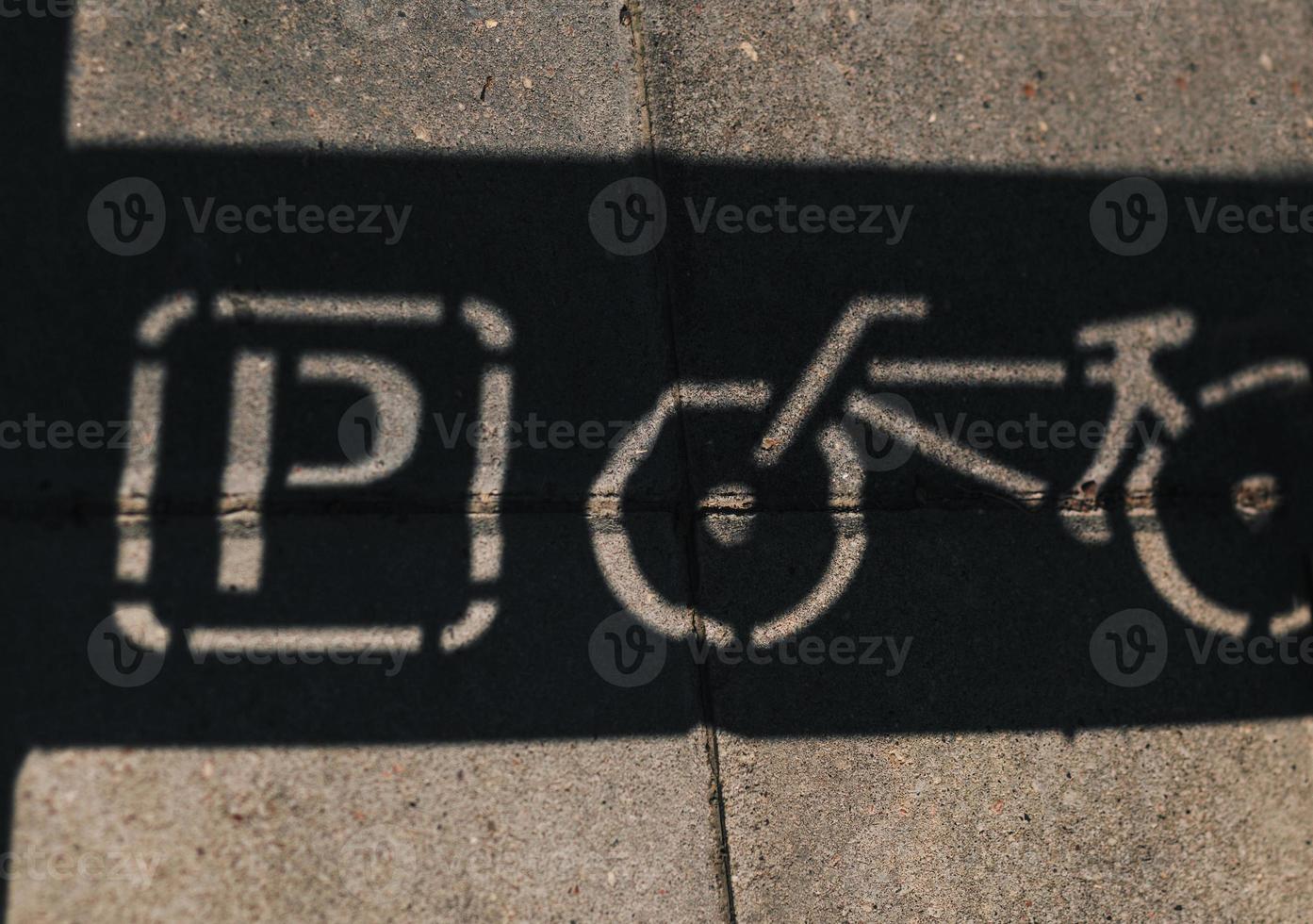 bicycle parking sign in the city photo