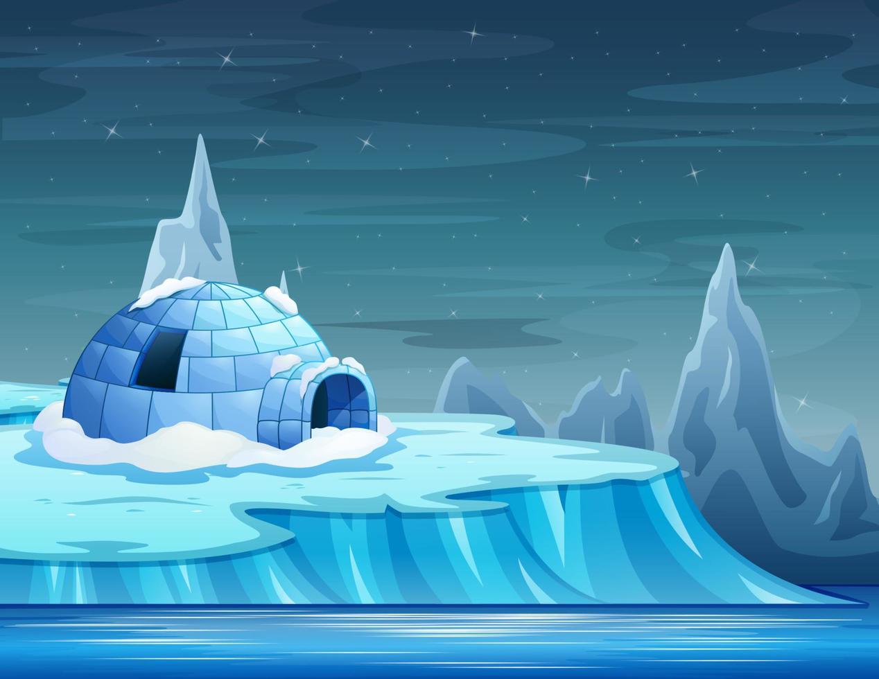 caricatura de un iceberg con un iglú vector