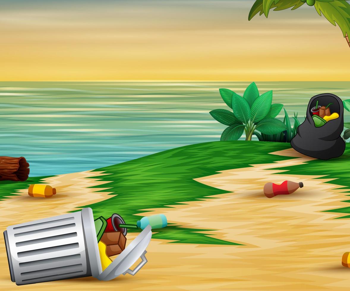 Pollution beach plastic garbage vector