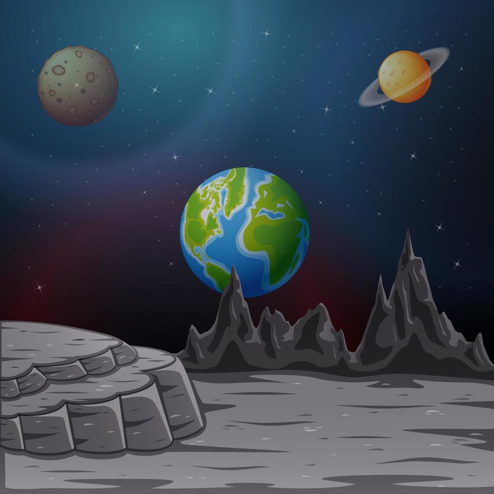 Space background with planets and sky illustration vector