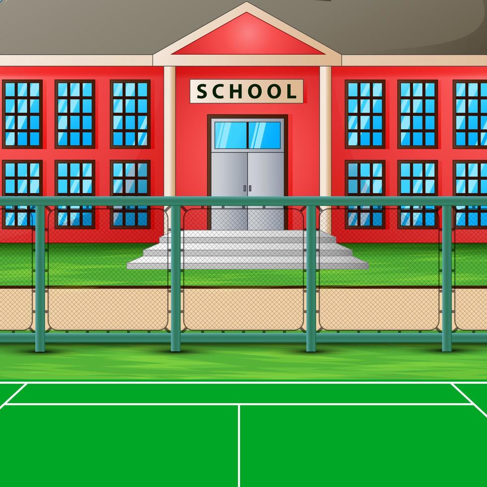 Sport field in front the school building vector
