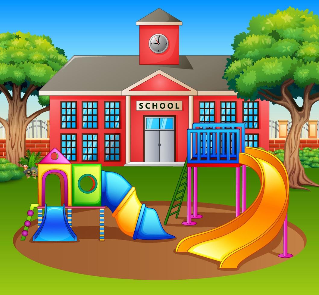 Kids playground area in front the school yard vector