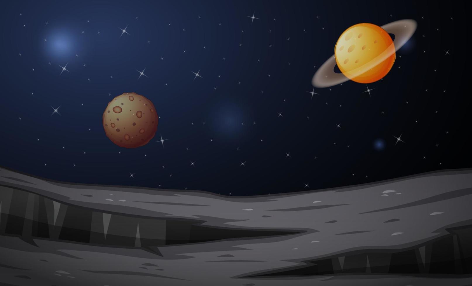 Mars and saturn planet landscape in space illustration vector