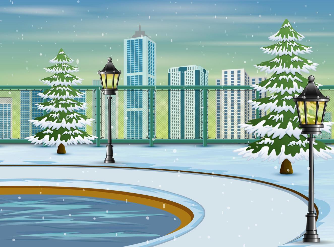 Cartoon of the city park landscape in winter time 5708662 Vector Art at  Vecteezy
