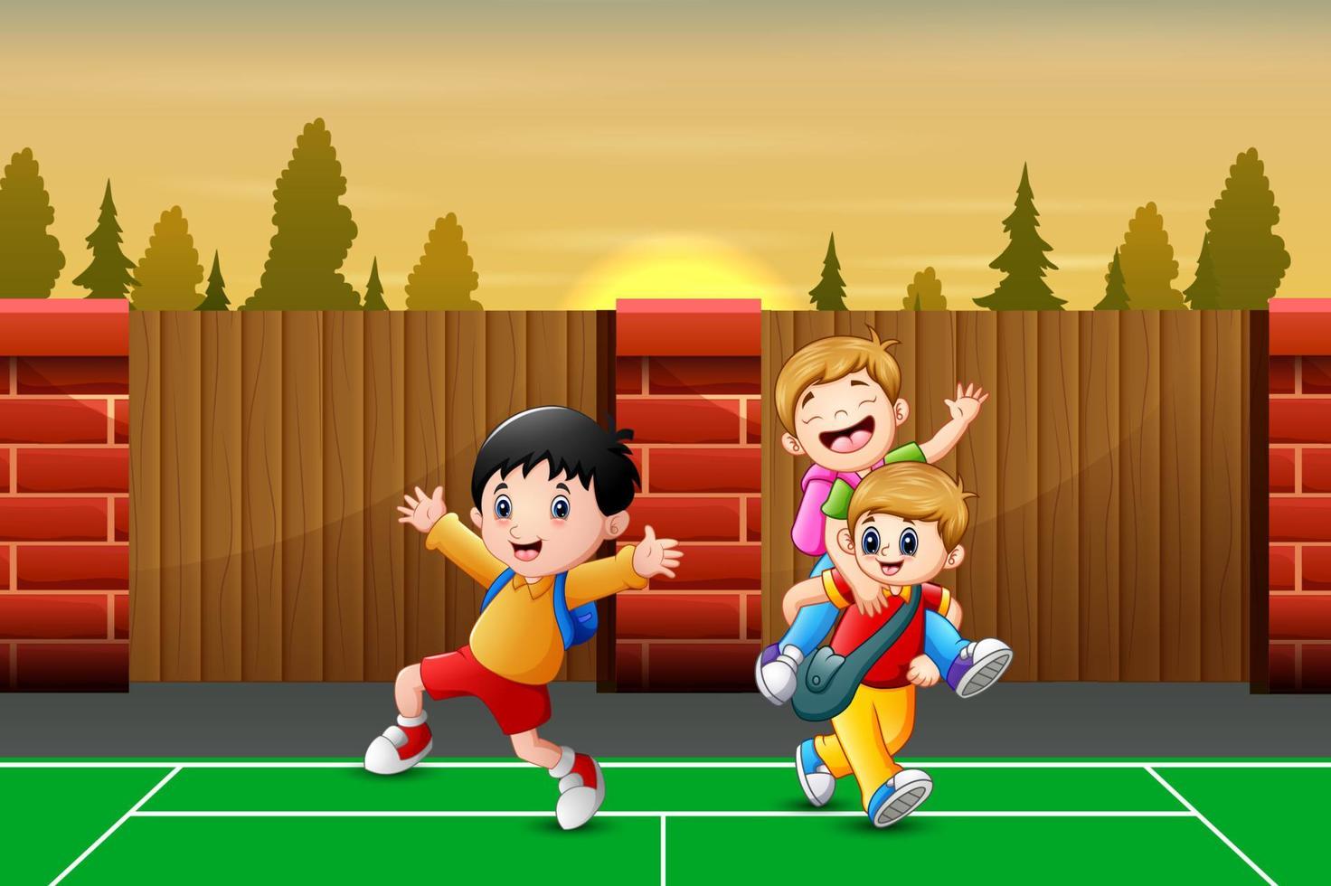 Cartoon children going home after school vector