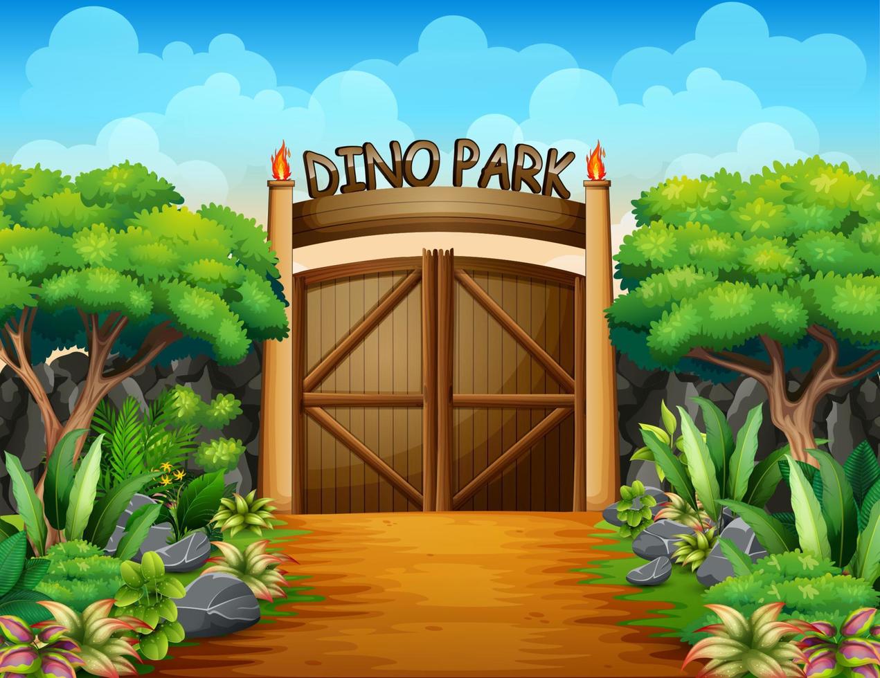 The big gate of dino park background vector