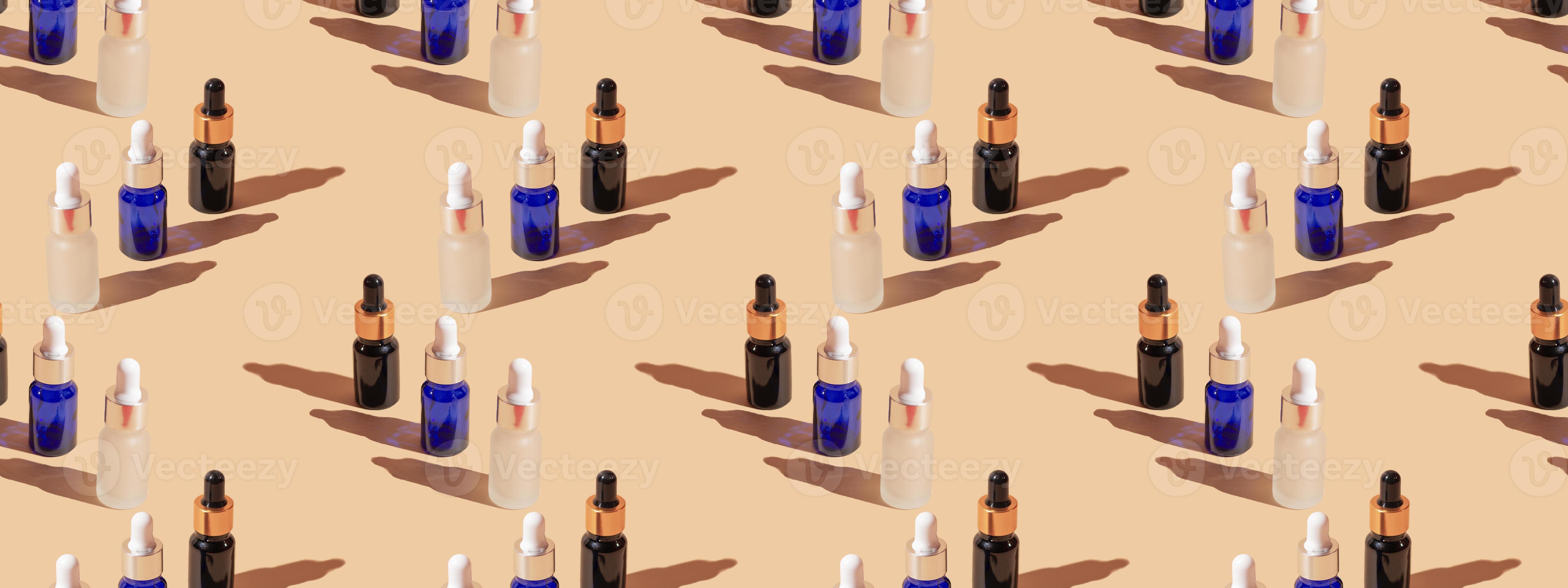 Cosmetic bottle mockup with cosmetics on beige pastel background with
