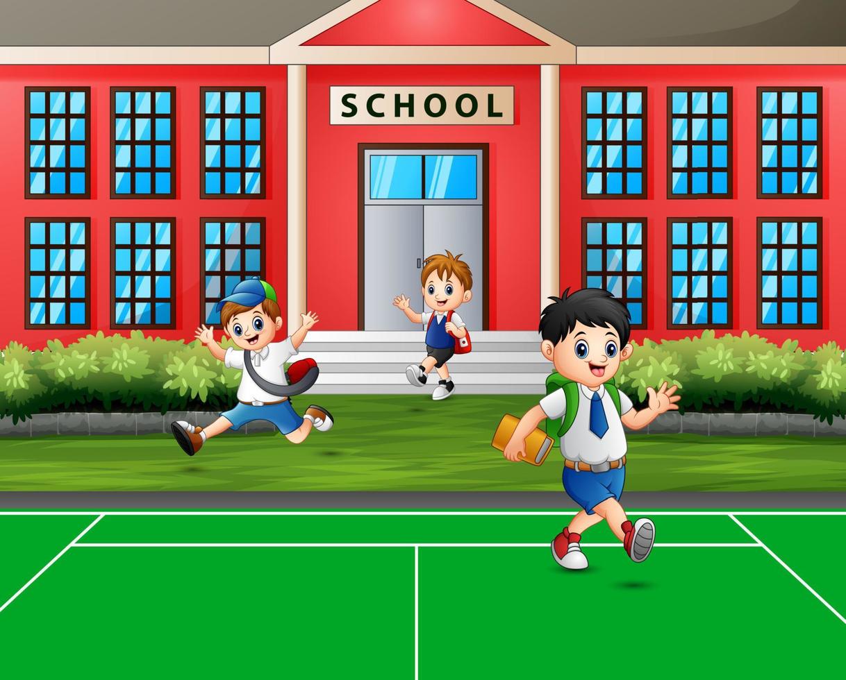 Happy children going home after school vector