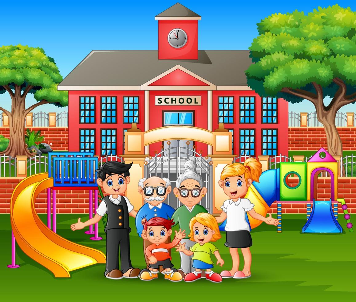 Happy family members in the playground vector