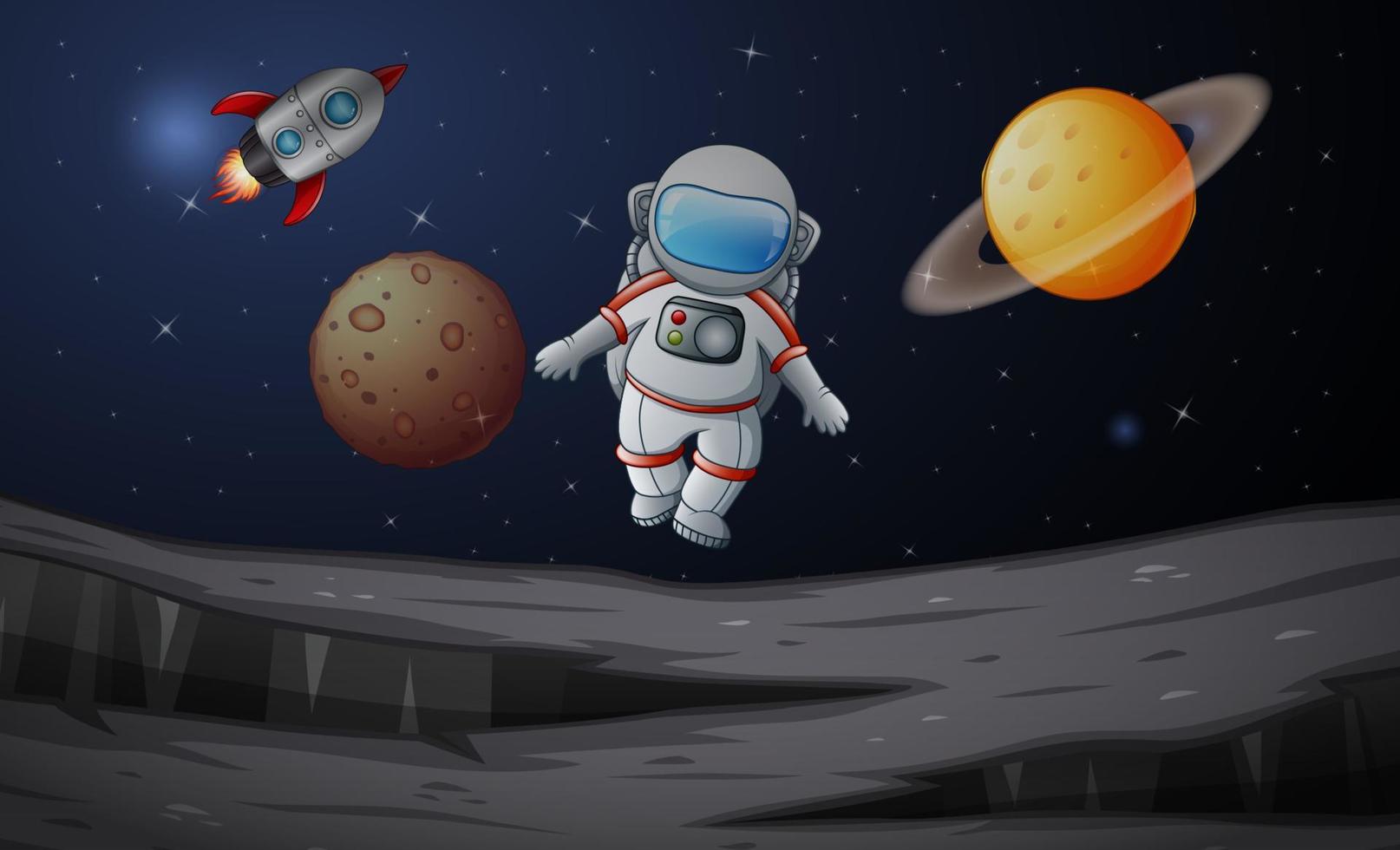 Astronaut on planet scene illustration vector