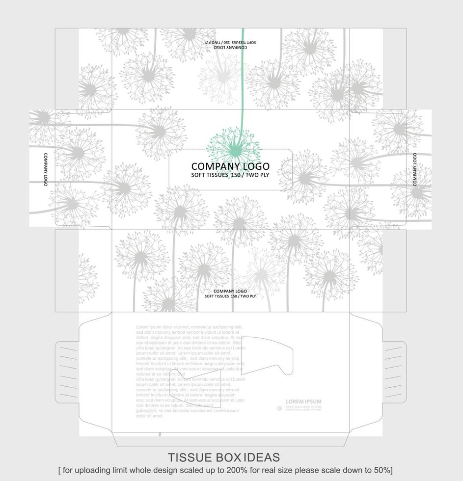 Dandelion silhouette tissue box concept vector