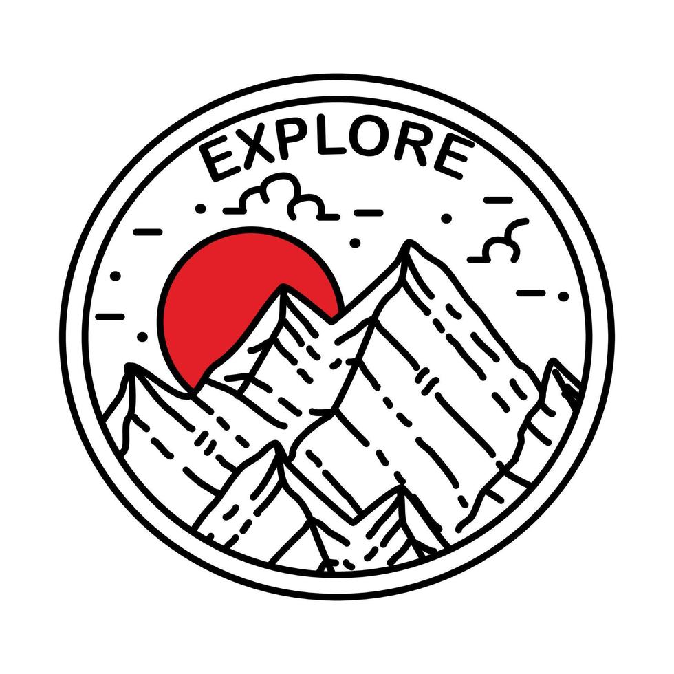 monoline mountain stamp illustration vector