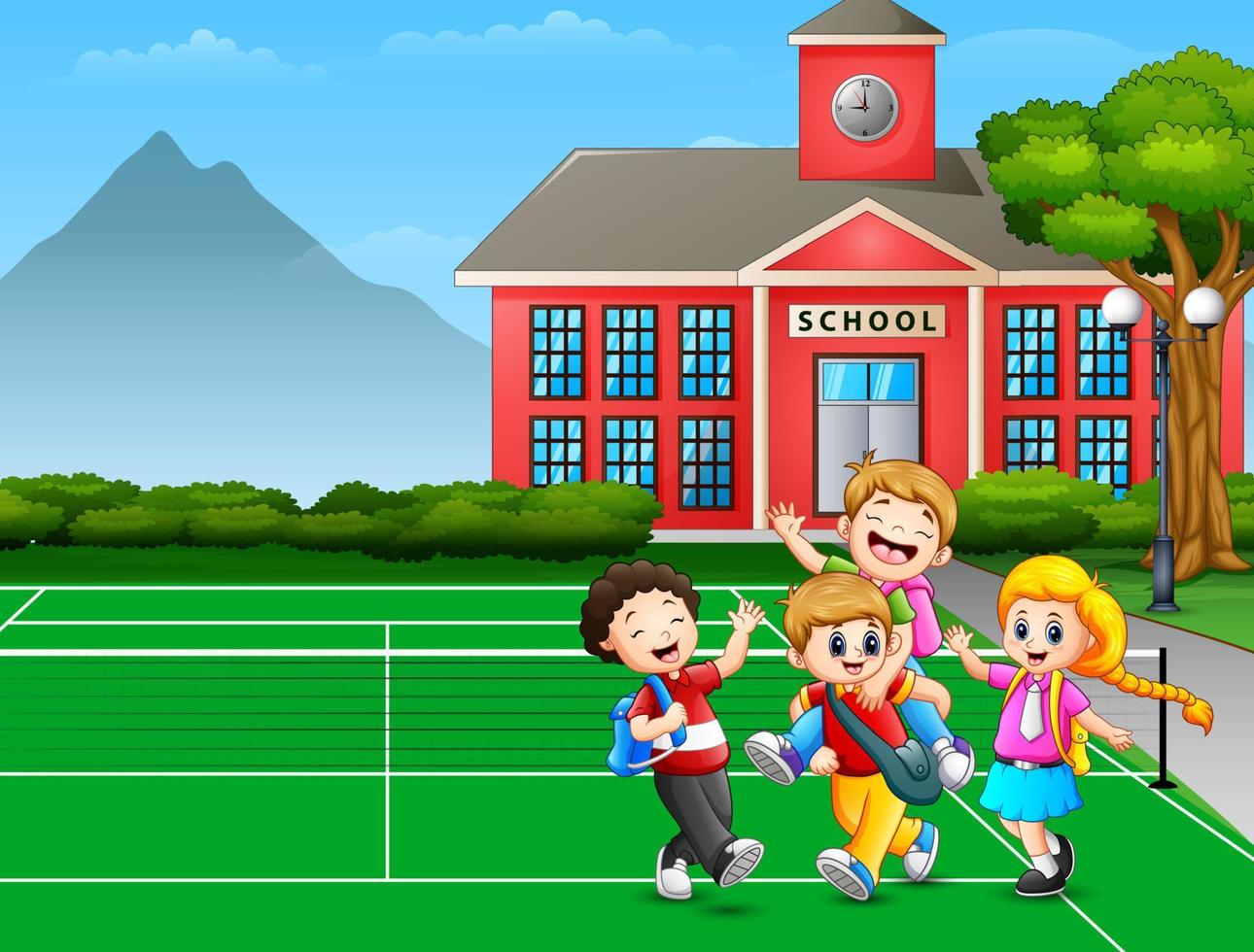 Cartoon the children going home after school vector