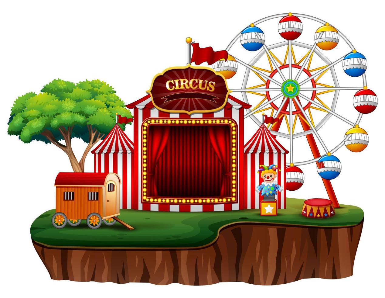 Empty fun fair amusement park circus vector