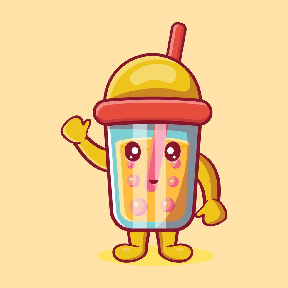 lindo personaje de té de burbujas mascota sonrisa dibujos animados aislados en estilo plano vector