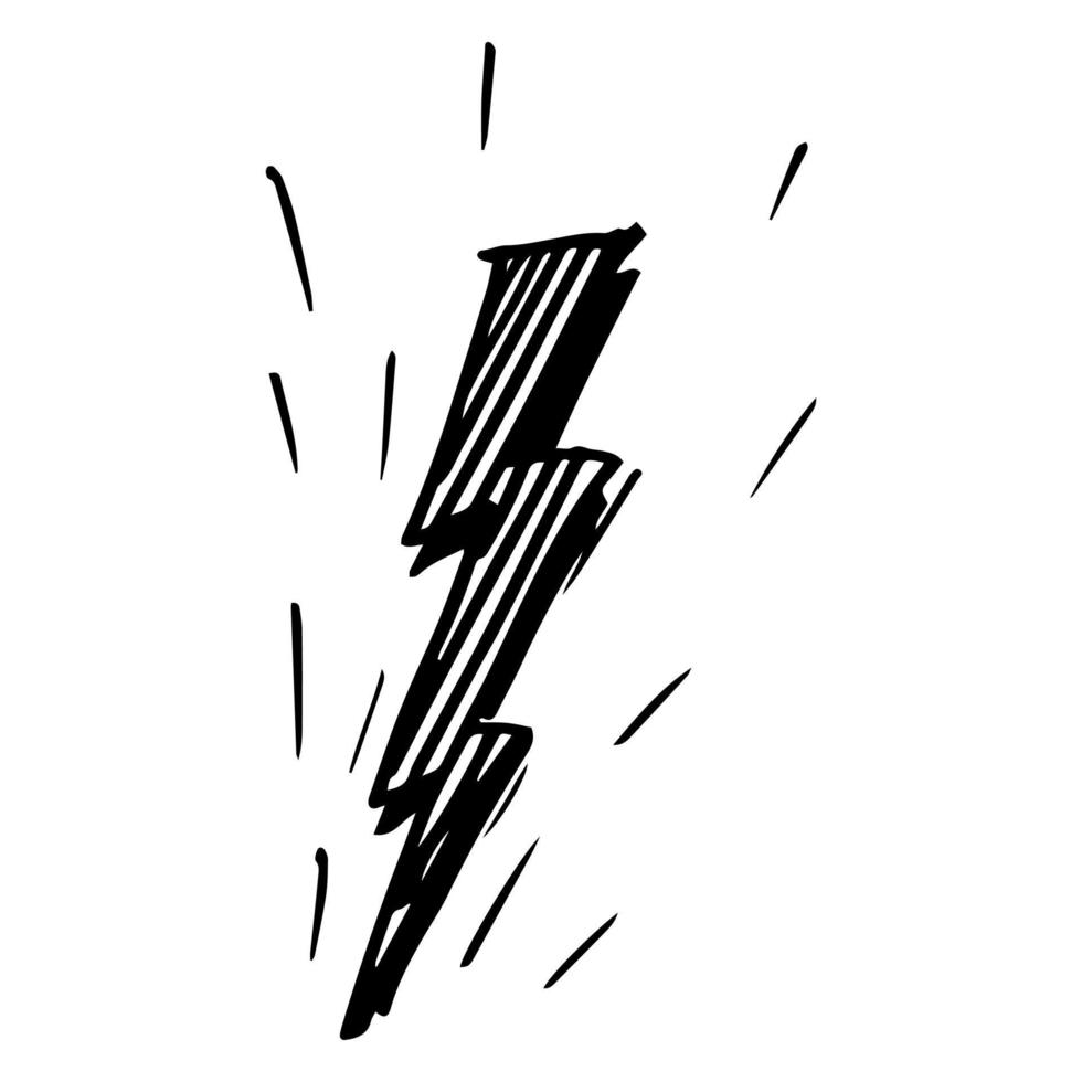 hand drawn vector doodle electric lightning bolt symbol sketch illustrations. thunder symbol doodle icon.