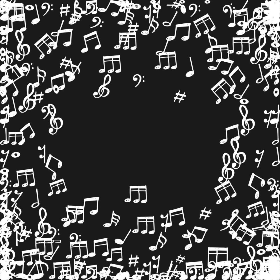 doodle music notes pattern background. Abstract musical on white  background. vector