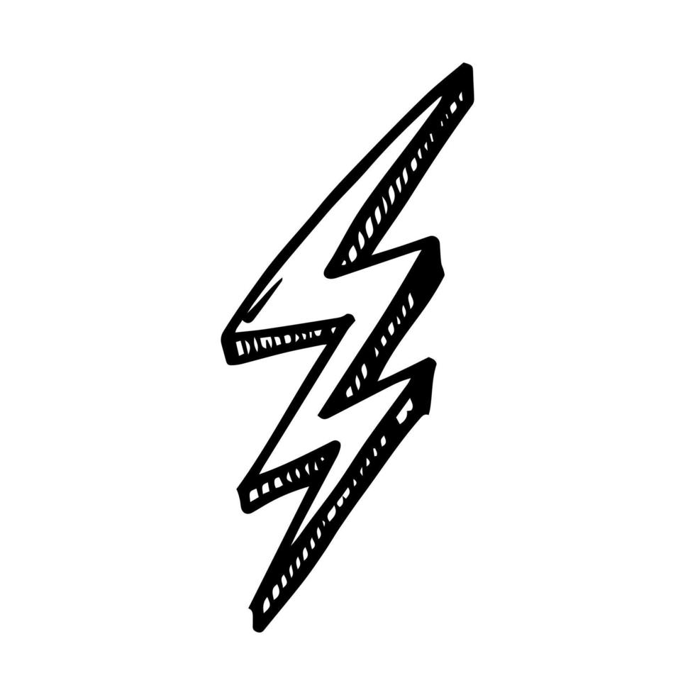 hand drawn vector doodle electric lightning bolt symbol sketch illustrations. thunder symbol doodle icon.