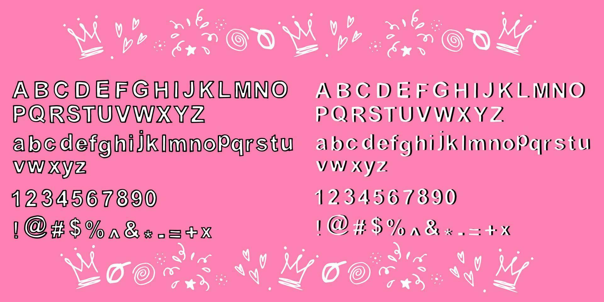Hand drawn doodle funny font. Set of sketch cute alphabet. Vector illustration for magazines, printings, web posters, hand drawn typography etc.