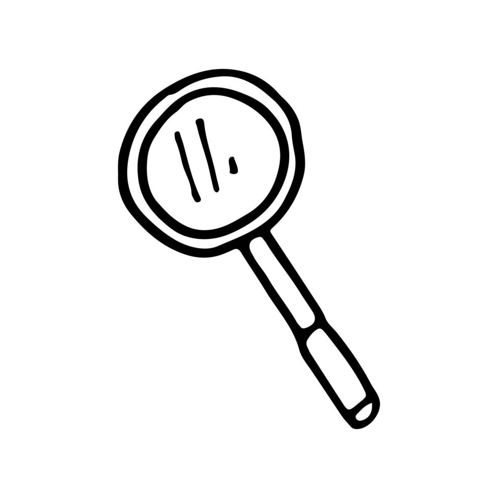 Hand Drawn magnifier doodle icon isolated on white background. vector illustration.