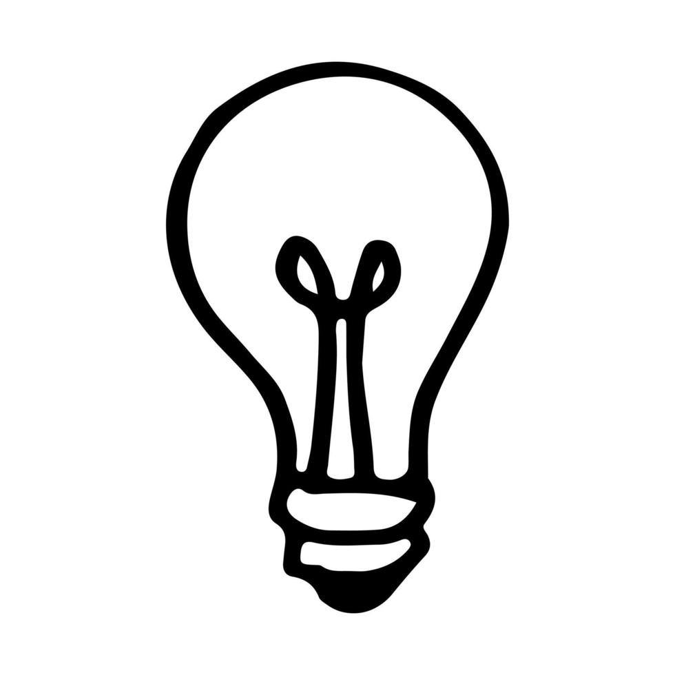 Hand Drawn bulb doodle icon isolated on white background. vector illustration.