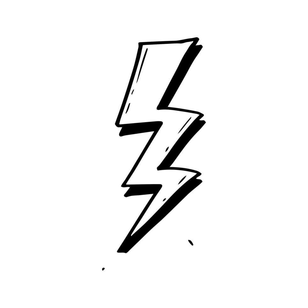 hand drawn vector doodle electric lightning bolt symbol sketch illustrations. thunder symbol doodle icon.